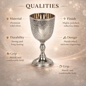 Premium Silver Plated Brass Goblet <b>Cup</b> Vintage Engraved Chalice | Party Wedding Tableware Decorative Drinkware Elegant Durable - Product Image 6