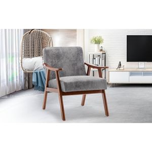 Fauteuil d'appoint moderne du milieu du siècle, dossier extra épais, fauteuil à oreilles pour chambre à coucher, structure en bois massif, confortable pour salon - Product Image 3