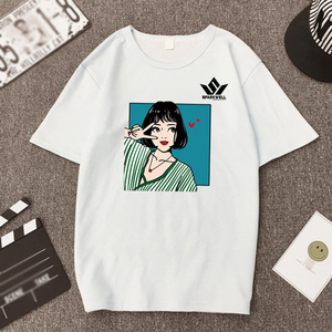 เสื้อยืดกราฟิกตัวอักษรสำหรับผู้หญิง แขนสั้น คอกลม ผ้าฝ้าย 100% ทรงปกติ ระบายอากาศได้ดี เสื้อยืดลำลองใส่ได้ทุกวัน - Product Image 1