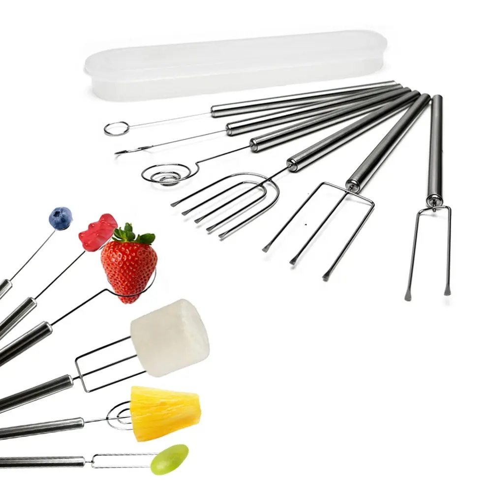 Fondue Vork, Chocolade Snoep Dompelgereedschap Set (Set Van 6) Met Plastic Koffer