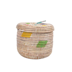 Mixed-color seagrass <b>basket</b> for decoration Handmade <b>Storage</b> <b>Basket</b> Wholesale eco-friendly Made in Vietnam - Product Image 2