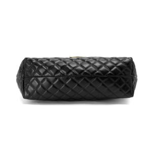 Fashion Quilted Tote Bag with Removable <b>Wallet</b> PU Leather Black Handbag Customizable Women Purse for Commuting Traveling - Product Image 5