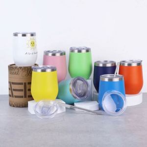 New Design 12oz Powder Coated Sublimation Blank UV Print Laser Engraved 304 Stainless Steel Vasos Trmicos Wine Glass Cup Tumbler - Product Image 1