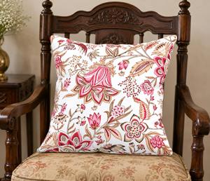 HappyKraft Cotton Duck <b>Cushion</b> Covers Hand Block <b>Printed</b> Floral Pattern Concealed Zipper Home Textile Jaipur - Product Image 2