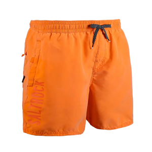 Traje de Baño para Hombre, Color Naranja Sólido, Secado Rápido, 100% Poliéster, Cintura con Cordón Ajustable, Corte Medio, Tejido - Product Image 3