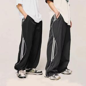 Pantalones Deportivos AMS SPORTS INTL, Estilo Vintage, de Algodón y Poliéster, Corte Recto, Holgados, Diseño Paracaídas - Product Image 1