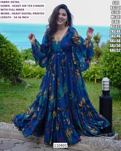 Blossom Breeze moderno bordado Natural Floral cómodo hasta el suelo vestido de baile Air Tex Chinon vestido - Product Image 2