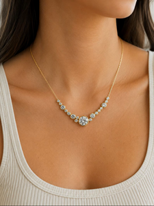 Round Cut Diamond Bubble <b>Pendant</b> Necklace in <b>Solid</b> Yellow <b>Gold</b> Minimalist Bezel Set Diamond <b>Pendant</b> for Women Elegant - Product Image 1