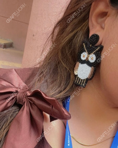 Pendientes de Búho Hechos a Mano con Cuentas para Mujer, Pendientes Colgantes de Animales en Blanco y Negro, Joyería Bonita para Fiestas, Regalo - Product Image 2