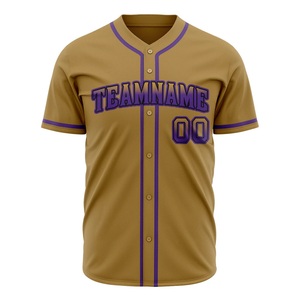 High quality polyester baseball jerseys for men Polyester Button <b>Down</b> Short Sleeve Moisture Wicking Jersey - Product Image 3