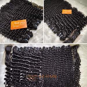 Extensions de cheveux de trame noire naturelle bouclée d'eau brute 100% Grade 12A paquets de cheveux crus vietnamiens prêts à expédier - Product Image 4