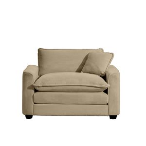 Divano Singolo Profondo in Tessuto Corduroy Color Cuoio con Un Cuscino, Comodo e Multiuso per Soggiorno e Camera da Letto - Product Image 5