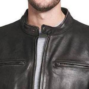 แจ็คเก็ตหนังสีดำแบบกำหนดโลโก้เองได้สำหรับผู้ชาย แจ็คเก็ตหนังผู้ชายคุณภาพสูงสำหรับฤดูหนาว  รับผลิตตามสั่ง - Product Image 6