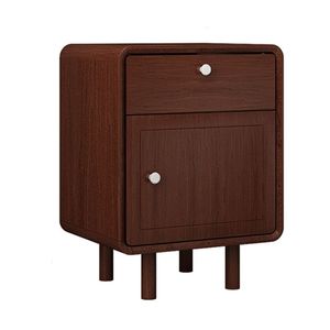 Teak <b>Wood</b> Nightstand Retro Style Bedside Cabinet with Drawer - Product Image 2