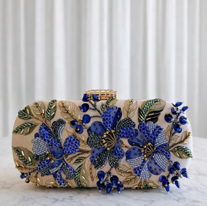 Luxury Evening Clutch Bag Half Moon Sparkling Beaded Flower Pattern Designer Women's Elegant Waterproof Purse - Product Image 4