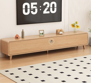 Meuble TV moderne en bois de luxe léger avec rangement dissimulé, finition chêne naturel ou brun vintage pour salon, chambre ou appartement - Product Image 4