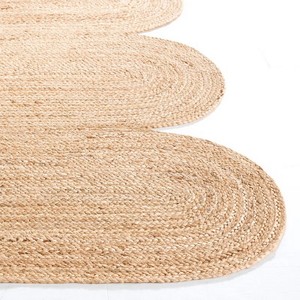 Coastal Braided Jute Area Rug Novelty Shape Solid Color Living Room Decor Non-Slip Flat Pile <b>Thin</b> Handmade - Product Image 3