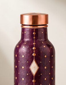 Bouteille d'eau en cuivre émaillée artisanale, motif diamant prune de luxe, flacon ayurvédique pour le fitness, récipient écologique pour boissons - Product Image 5