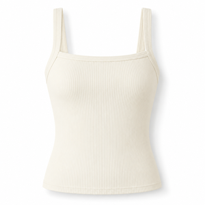 Débardeur court côtelé pour femme, en maille 95% coton, coupe ajustée, idéal pour l'été et l'entraînement, vente en gros OEM ODM 100g - Product Image 1