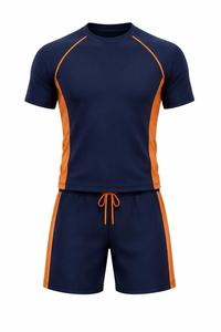 T-shirt Athlétique Homme Bleu Marine à Manches Longues, Blocs de Couleurs, Séchage Rapide, Accents Orange, Respirant, Écologique, en Spandex – Meilleure Vente - Product Image 2