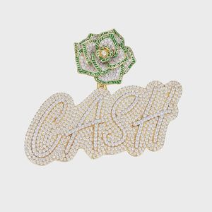 Colgante de Moissanita de Corte Redondo para Hombre, con Diamantes Verdes y Rosas, Estilo Hip Hop, Totalmente Cubierto de Piedras, Plata 925, Ideal para Regalo - Product Image 1