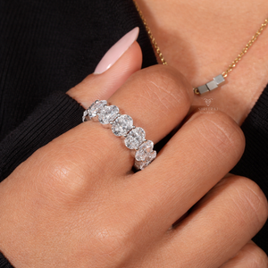 Anillos de Eternidad de Oro Sólido de 14K con Diamantes Cultivados en Laboratorio de Forma Ovalada de 4*6mm, D VVS, para Regalo de Compromiso o Cita - Product Image 1