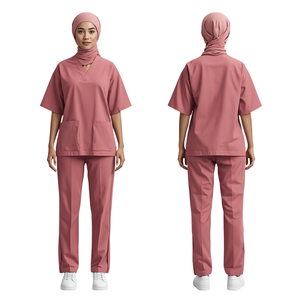 INTENTION SPORTS Women's Cotton Blend Woven <b>Scrub</b> <b>Set</b> with Needle Detection and Seamless Fusing for Hospital Use - Product Image 4