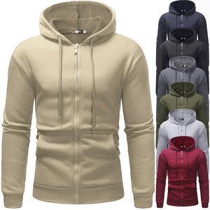 Sweat-shirts à capuche zippés en polaire solide pour hommes, 100% coton, respirants, chauds, doublés, décontractés, à porter au quotidien SELF INDUSTRIES - Product Image 1