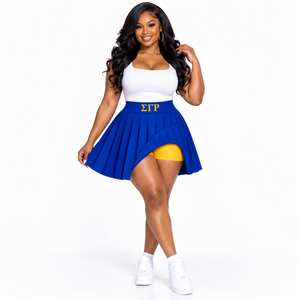 Vêtements de sororité grecque Sigma Gamma Rho prêts à être expédiés - Jupe courte plissée - Jupe de soirée avec short intégré - Product Image 1