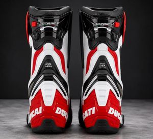 Bottes de moto pour homme, blanches et grises, mi-mollet, fermeture éclair, dessus en cuir véritable, doublure en peluche, semelle intermédiaire en EVA, semelle extérieure en caoutchouc, imperméables - Product Image 2