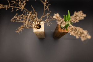 Vase mural minimaliste en bois, porte-fleurs mural en bois naturel pour la décoration moderne de la maison - Product Image 3