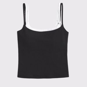 Custom Womens Double Layer Tank <b>Top</b> Contrast Strap Breathable Stretch Fitness Yoga Workout Activewear Spandex/Polyester Fleece - Product Image 1