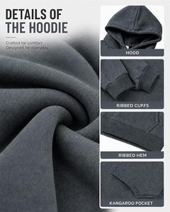 Sweat-shirt à capuche en molleton uni pour homme, coupe classique, décontracté, automne, avec poche avant, 100% coton - Product Image 6
