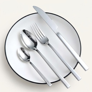 Ensemble de couverts en acier inoxydable au design moderne, finition miroir de luxe, pour hôtels, restaurants et services de restauration fine, commande en gros - Product Image 6