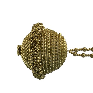 Handmade H4243 Vivid Gold <b>Silver</b> Beaded Evening <b>Clutch</b> <b>Purse</b> Ladies' Metal Flap Closure 1-1.9L Capacity Party Shopping India - Product Image 1