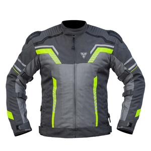 Veste de moto pour homme, de qualité supérieure, imperméable, en textile Cordura, noire, coupe-vent, avec protection renforcée - Product Image 2