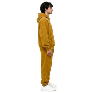 Ensemble de survêtement en molleton épais pour homme, veste à capuche entièrement zippée, logo personnalisé, service OEM, faible MOQ - Product Image 4