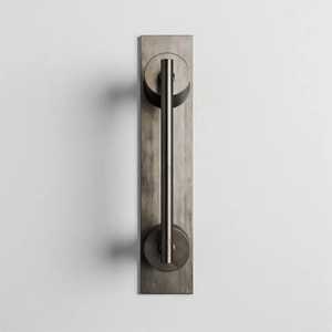 Industrial Antique Bronze Door Handle with Long Backplate Heavy Duty Cast Iron Vintage Entrance Gate <b>Pull</b> <b>Bar</b> Hardware - Product Image 1