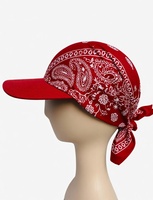 Gorra roja con estampado de Paisley blanco, estilo urbano unisex, informal.