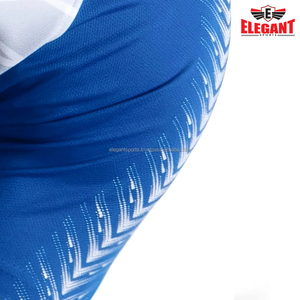 Tenue d'entraînement et de course à col en V couleur blanche et bleue bonne qualité vêtements d'entraînement d'équipe respirants uniformes de football - Product Image 5