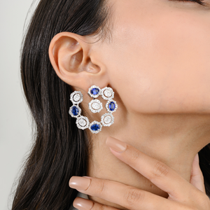 18K White Gold Drop Earrings with Natural Kyanite Pearl and Diamond Swirl - Product Image 5