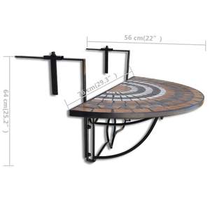 Table de jardin pliable de taille moyenne, couleur terre cuite blanche avec structure en fer noir, pour usage extérieur - Product Image 6
