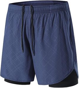 Custom Logo Men's Double <b>Layer</b> Blank Sports Athletic Workout Running Gym Shorts With Liner Breathable 2 In 1 Activewear Shorts - Product Image 6
