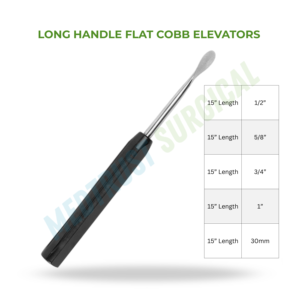 Élévateur plat à long manche de 15 pouces pour la neurochirurgie vertébrale, instrument chirurgical pour l'élevation périostale osseuse - Product Image 2