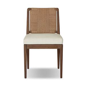 Chaise de salle à manger en noyer de style mid-century, fauteuil rembourré en velours marron avec pieds en bois et corde tressée pour la maison - Product Image 1