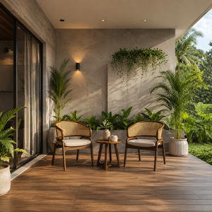 Solid Teak Premium Scandinavian Wholesale Helix Teak Rattan <b>Coffee</b> <b>Table</b> Set Outdoor Furniture <b>Table</b> Cane Chairs Durable Easy - Product Image 3