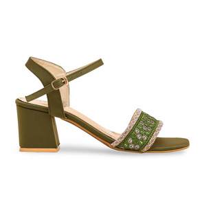 Sandales fantaisie à talons olive modèle FN6030 - Product Image 4