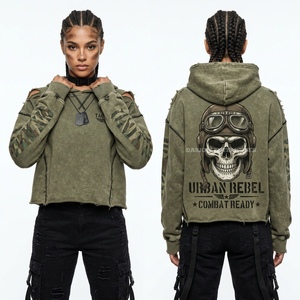 Vintage 400GSM Sleeveless Hoodie Women Plague Doctor Graphic <b>Rat</b> Print Distressed Tan Hooded Vest Streetwear Factory Custom - Product Image 4