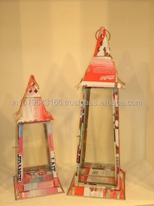 โคมไฟโลหะและแก้วทำมือ ลายสีน้ำเงิน สำหรับตกแต่งภายนอกอาคาร - Product Image 3