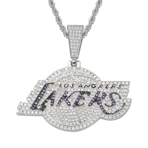 New Hip Hop Lakers Team Pendant Necklace with Micro Inlaid Moissanite Commemorative <b>Fan</b> Necklace Wholesale - Product Image 2